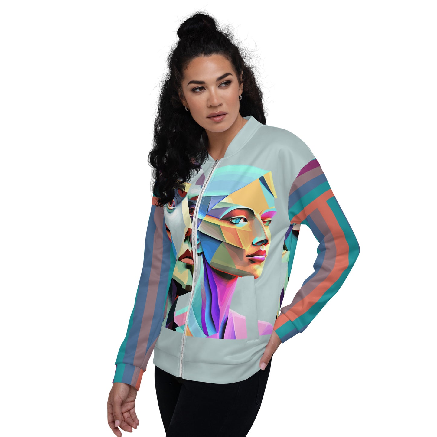 Unisex Bomber Jacket Kukloso Cubist Couple No 1 Free Shipping