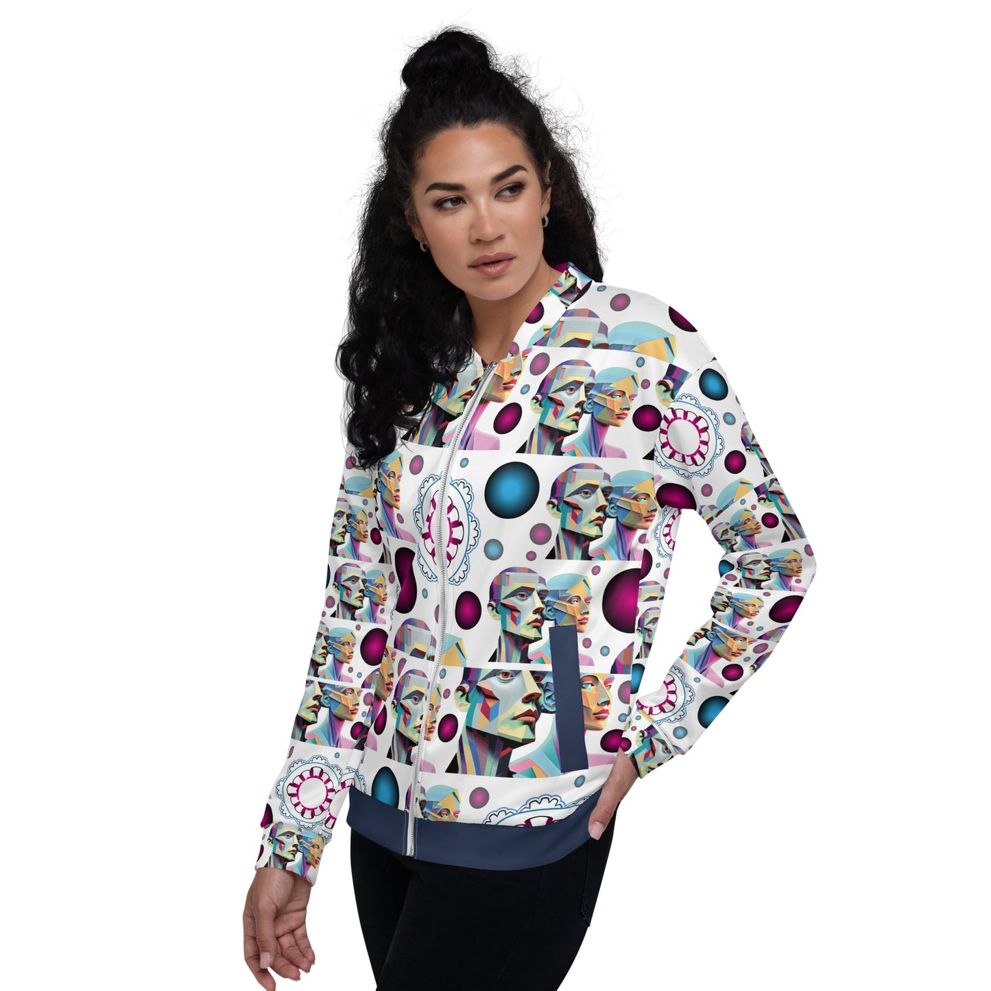 Unisex Bomber Jacket Kukloso Cubist Couple No 1 A - Free Shipping