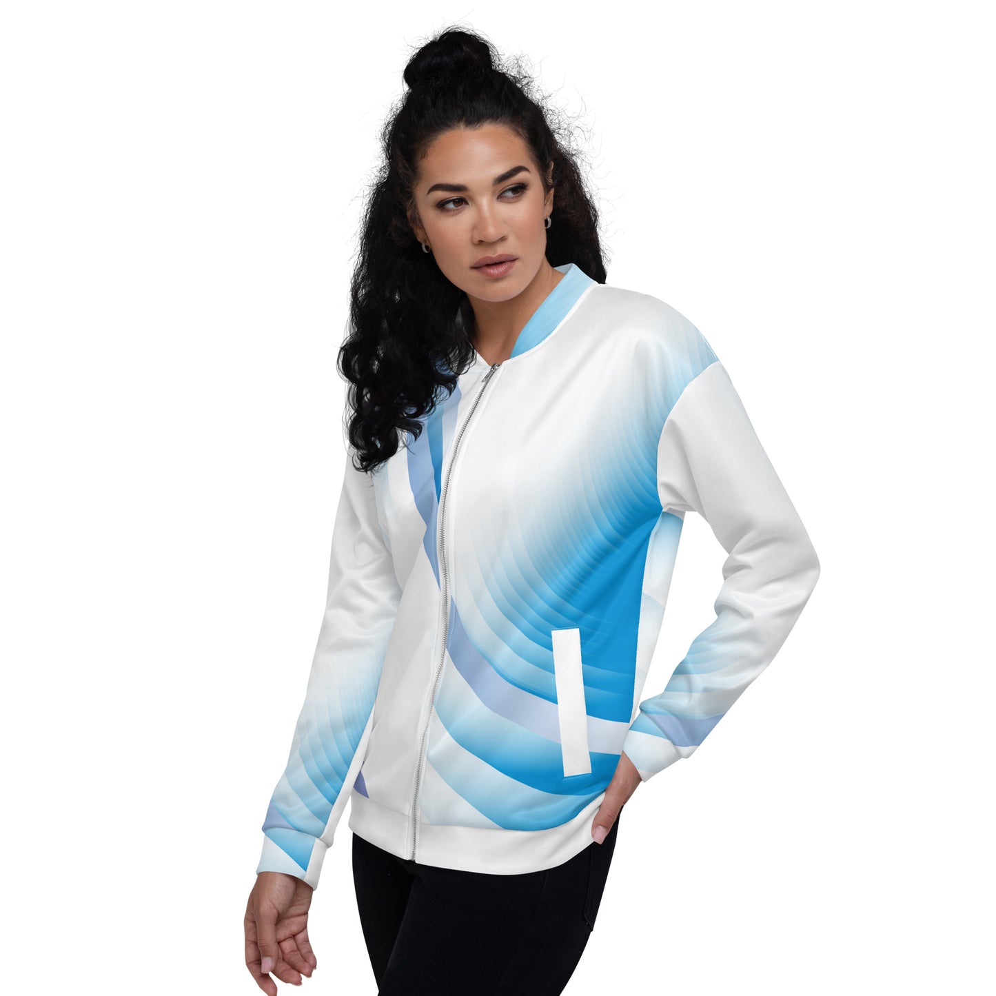 Unisex Bomber Jacket Kukloso Blue Swoosh No 1 - Free Shipping