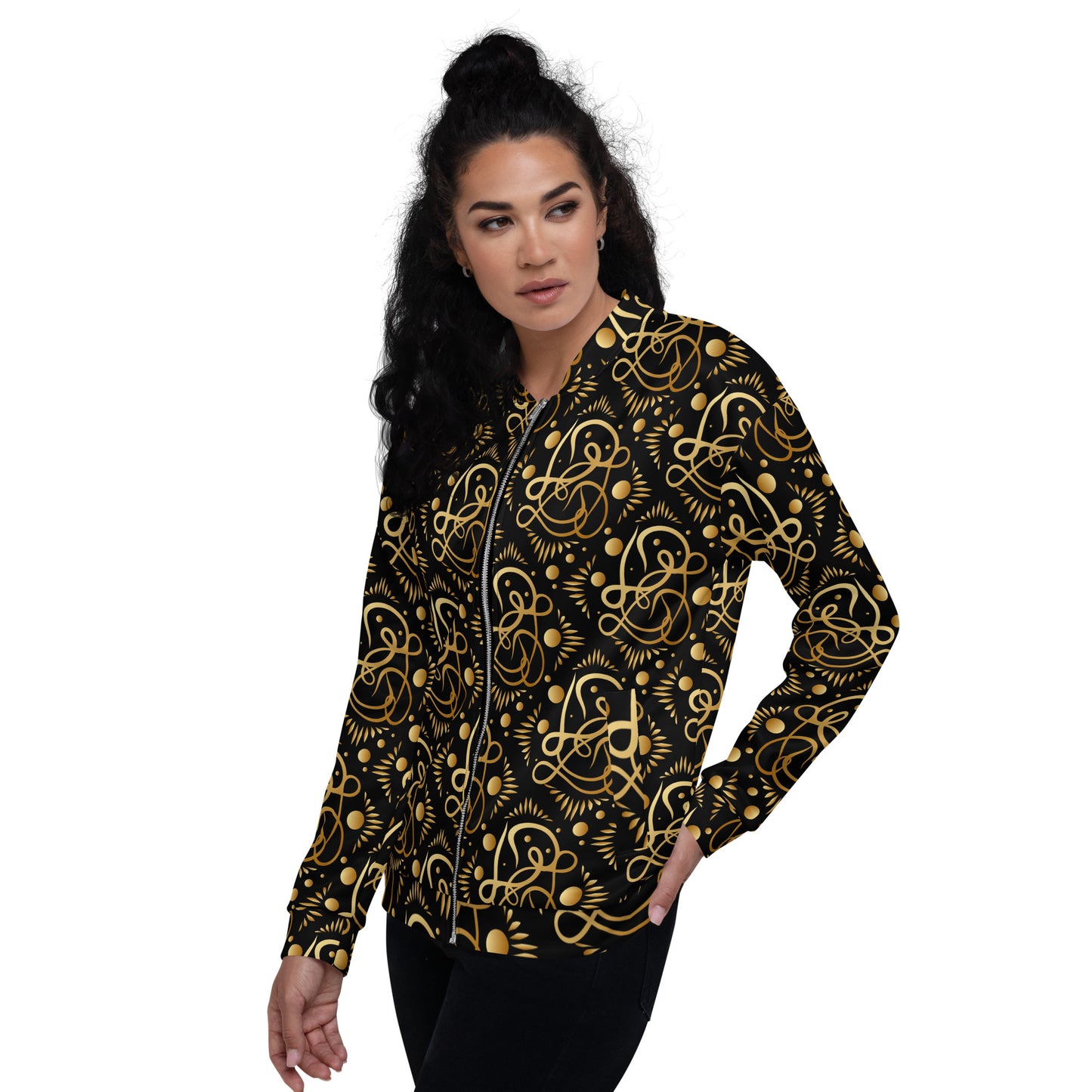Unisex Bomber Jacket Kukloso Geometrical Fleuron No 75 - Free Shipping