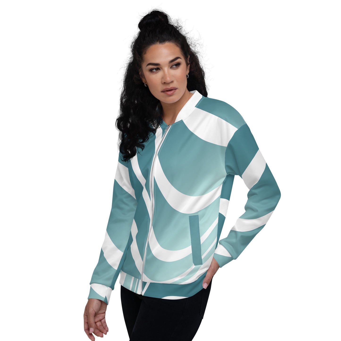 Unisex Bomber Jacket Kukloso Aqua Swoosh No 1 - Free Shipping