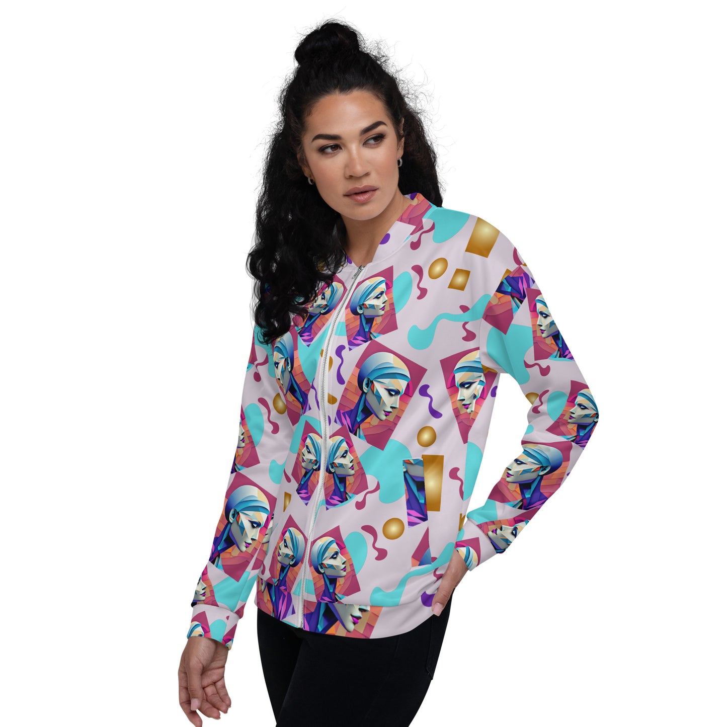 Unisex Bomber Jacket Kukloso Space Face Collage No 3- free Shipping