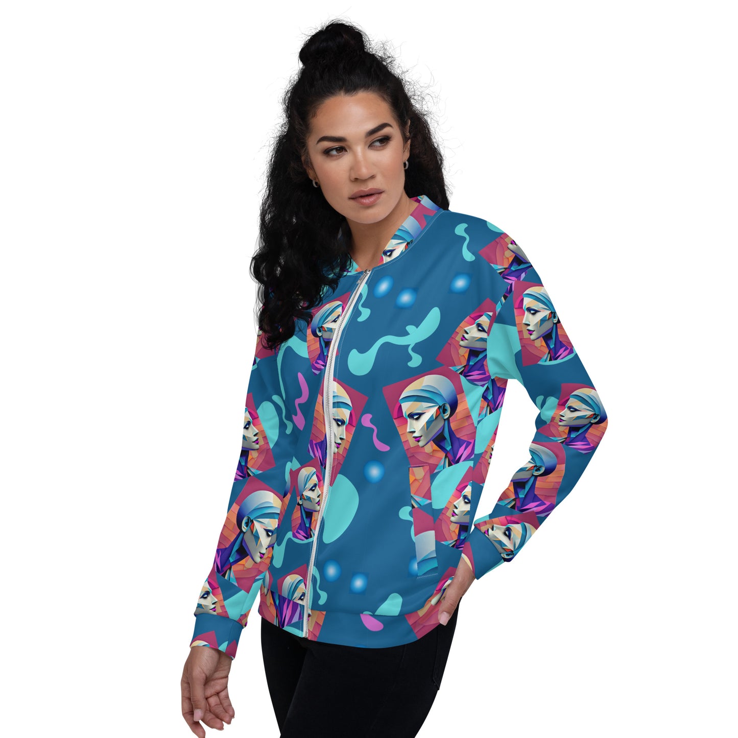 Unisex Bomber Jacket Kukloso Space Face Collage No 5 - Free Shipping