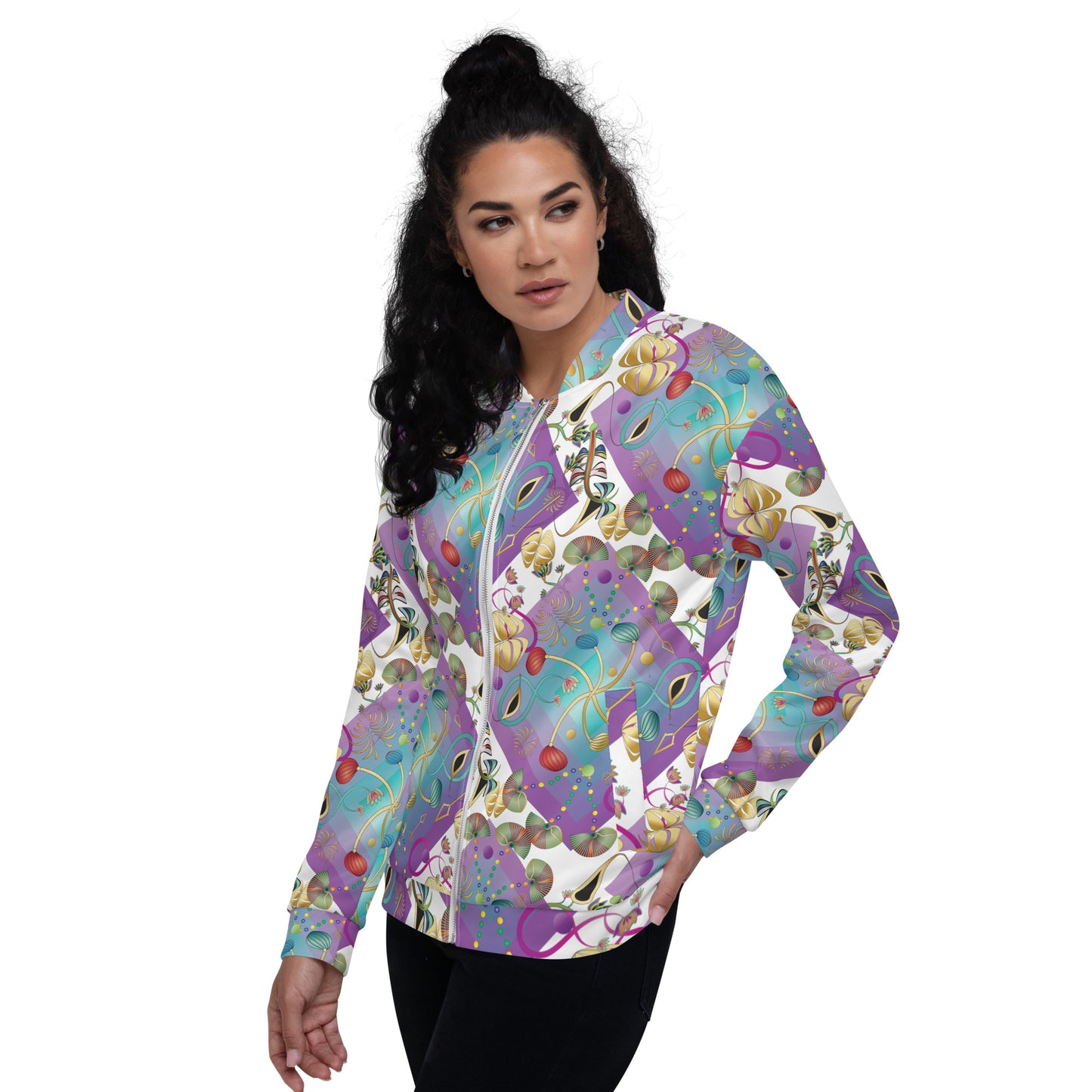 Unisex Bomber Jacket Kukloso Kuklos No 4358 Pattern Medium- Free Shipping