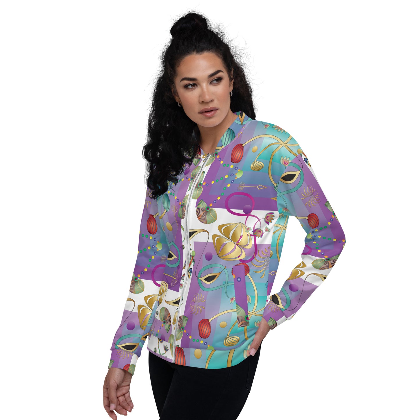 Unisex Bomber Jacket Kukloso Kuklos No 4358 Pattern Large - Free Shipping