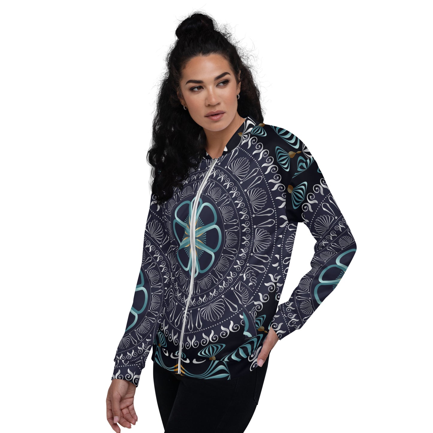 Unisex Bomber Jacket Kukloso Kuklos Mandala No 4420 - Free Shipping