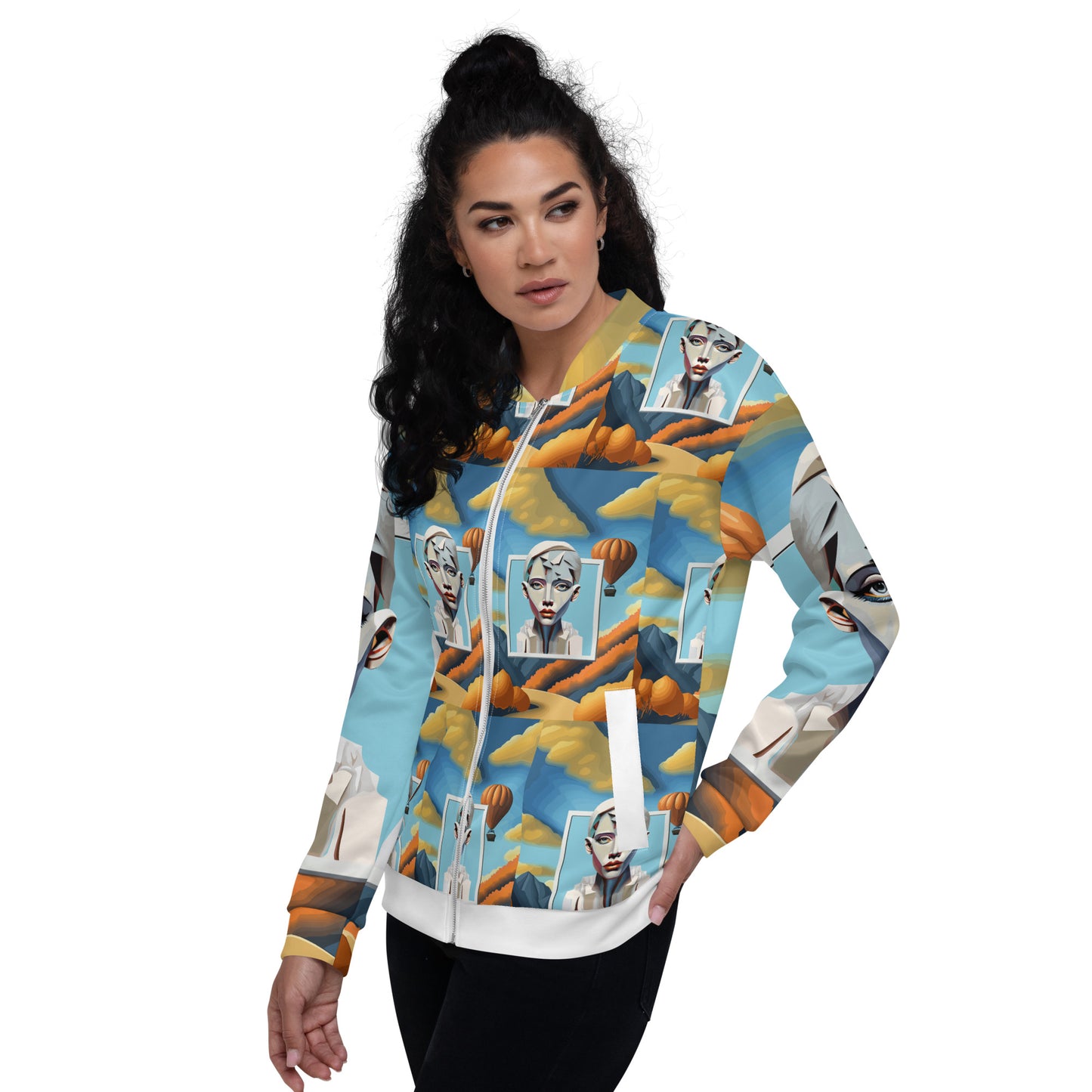Unisex Bomber Jacket Jacket Kukloso Cubist Faces No 60 - Free Shipping