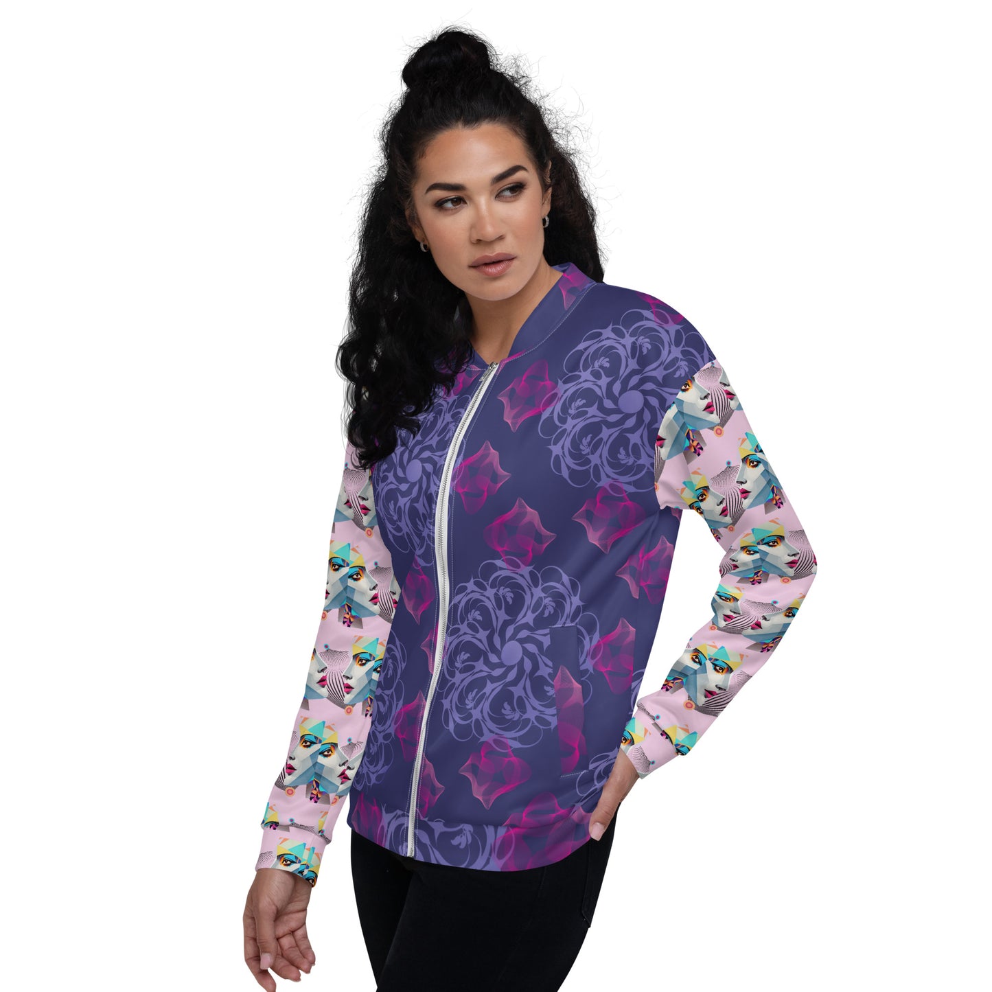 Unisex Bomber Jacket Kukloso Fleuron Pattern No 10 - Free Shipping