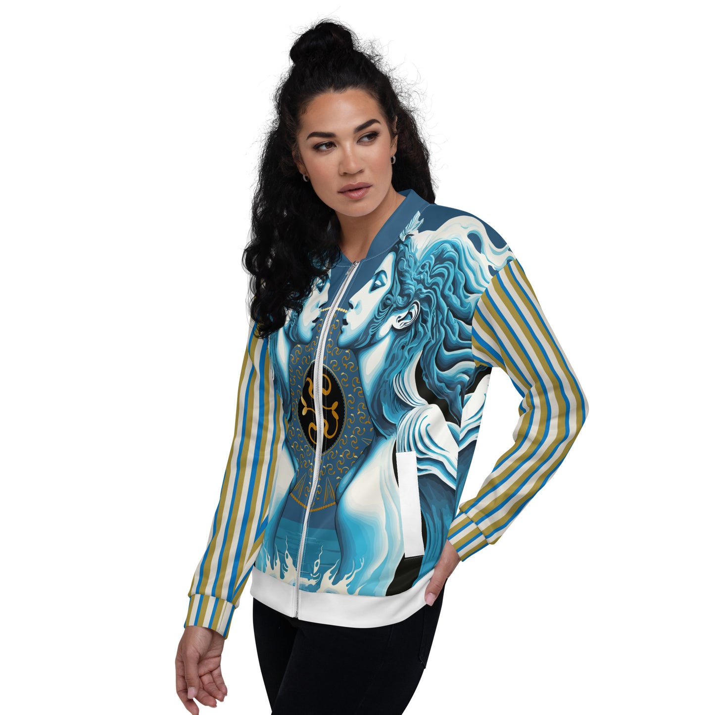 Unisex Bomber Jacket Kukloso Aqua Siren of The Sea No 2 B - Free Shipping