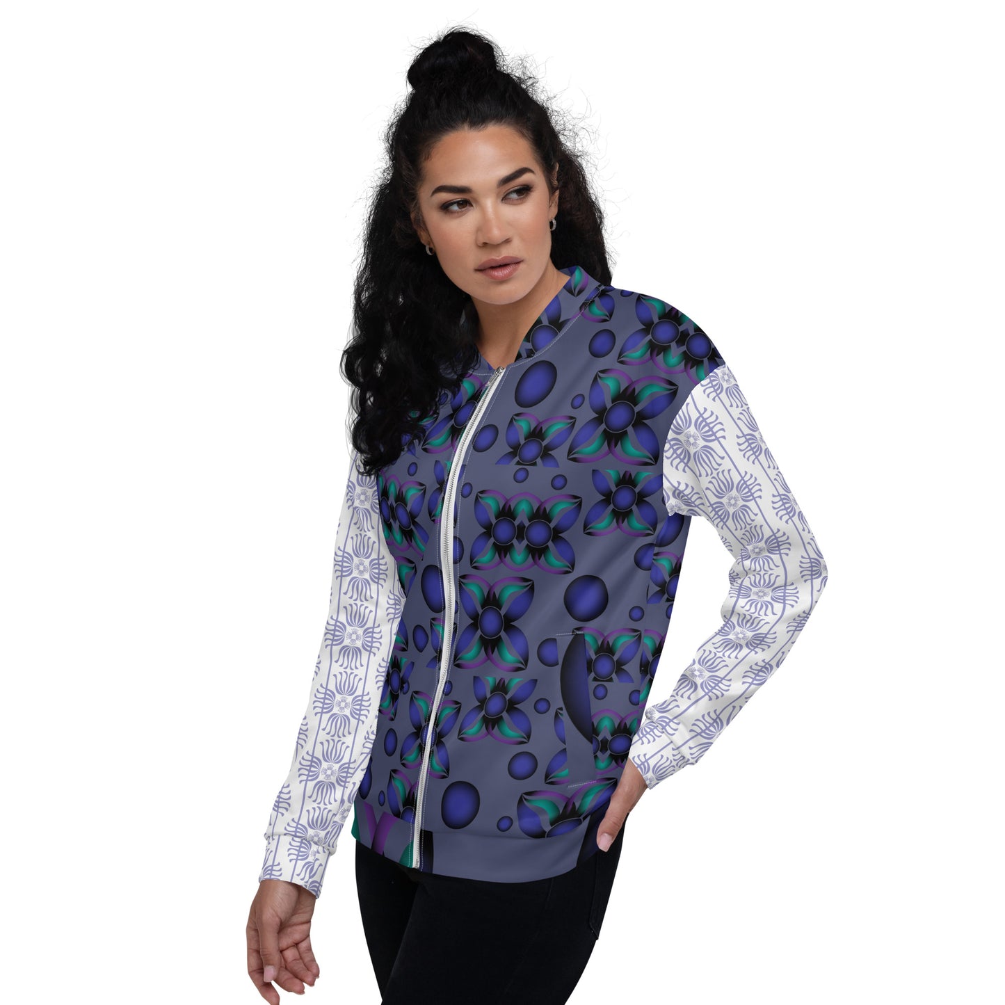 Unisex Bomber Jacket Kukloso Fleuron No 922 Collage Pattern - Free Shipping