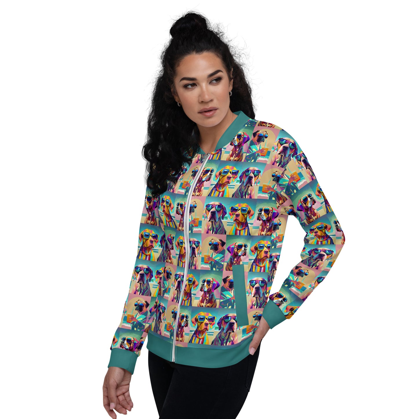 Unisex Bomber Jacket Kukloso Abstracticon No 39 'Beach Dogs' - Free Shipping