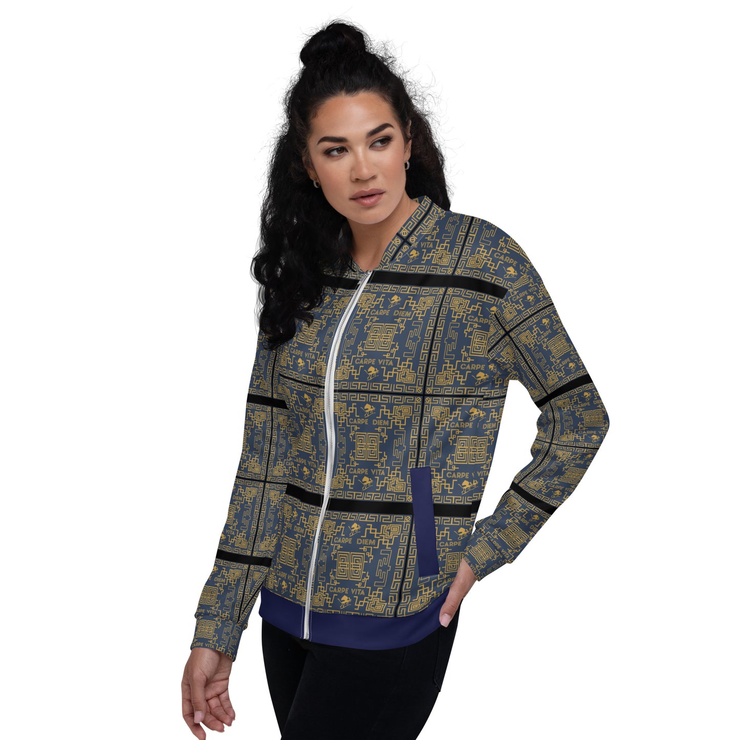 Unisex Bomber Jacket Kukloso Greek Border Carpe Diem No 50 No 3 - Free Shipping