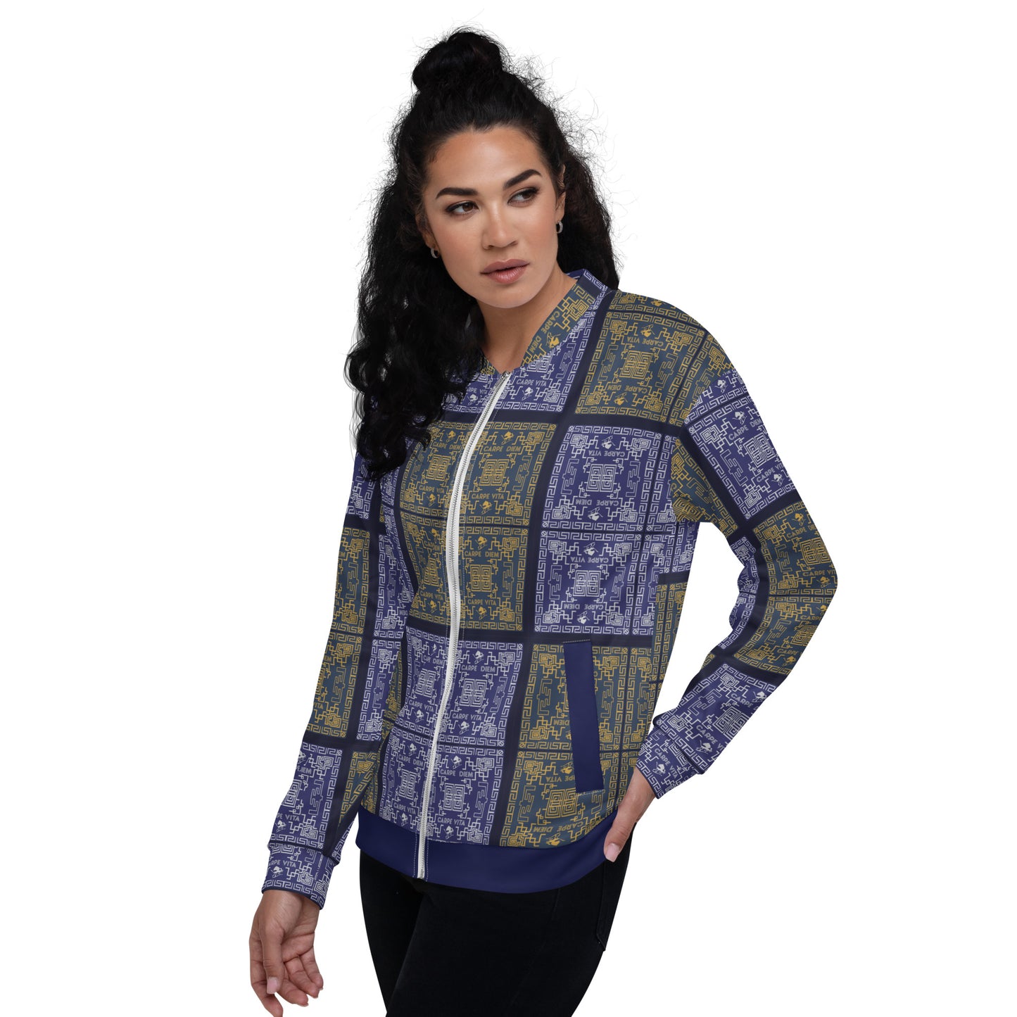 Unisex Bomber Jacket Kukloso Greek Border Carpe Diem No 50 No 4 - Free Shipping