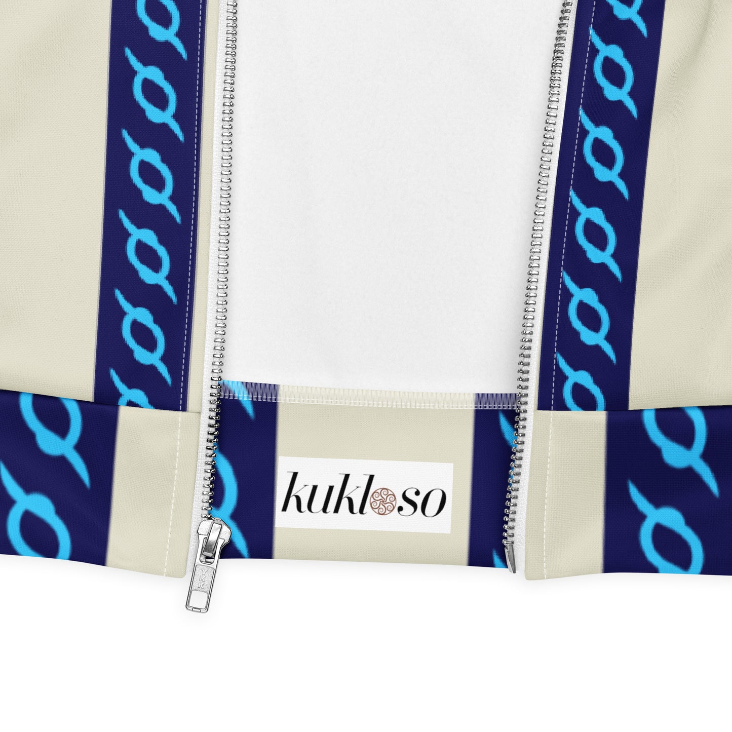 Unisex Bomber Jacket Kukloso Fleuron Stripe No 3 Navy/Cream - Free Shipping