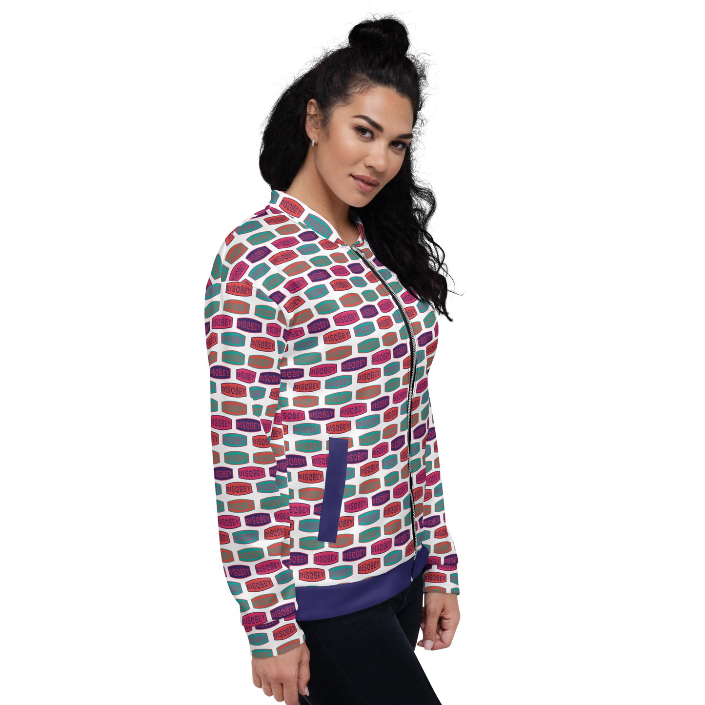 Unisex Bomber Jacket Kukloso Disobey Multicolor Logo - Free Shipping