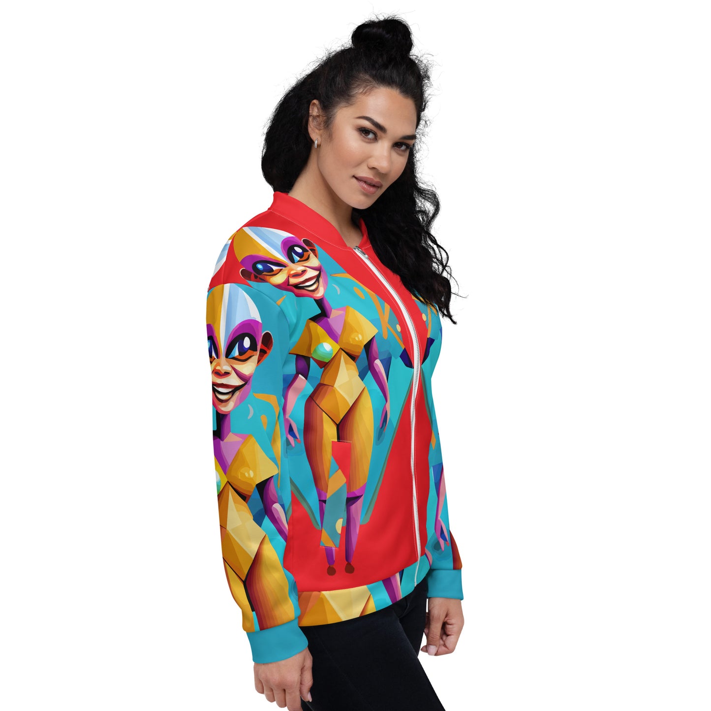 Unisex Bomber Jacket Kukloso Cubist Space Faces No 4 Free Shipping