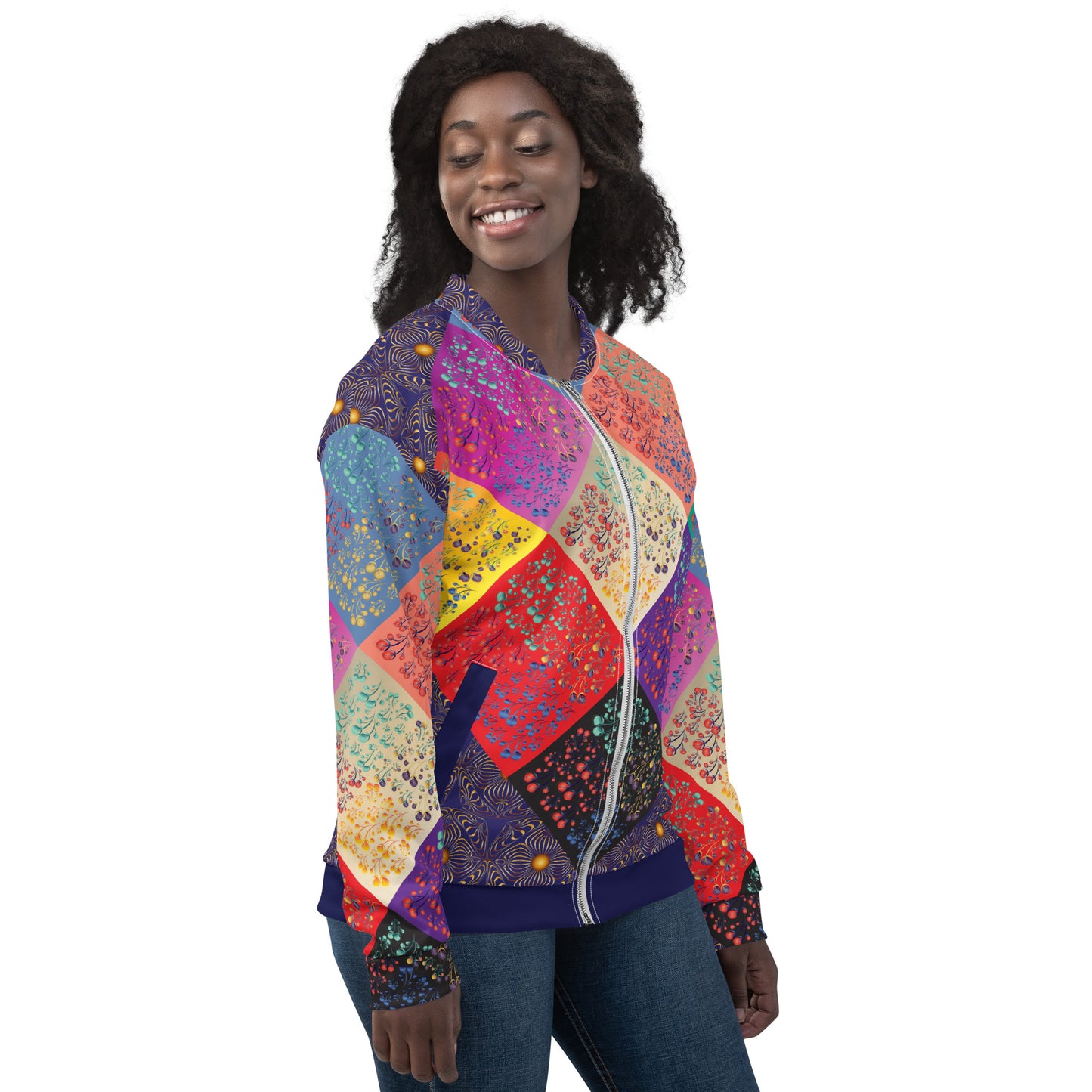 Unisex Bomber Jacket Kukloso Melange de fleur Composite No 50 B Free Shipping