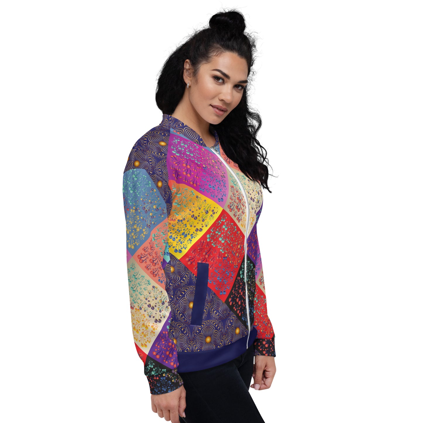 Unisex Bomber Jacket Kukloso Melange de fleur Composite No 50 B Free Shipping
