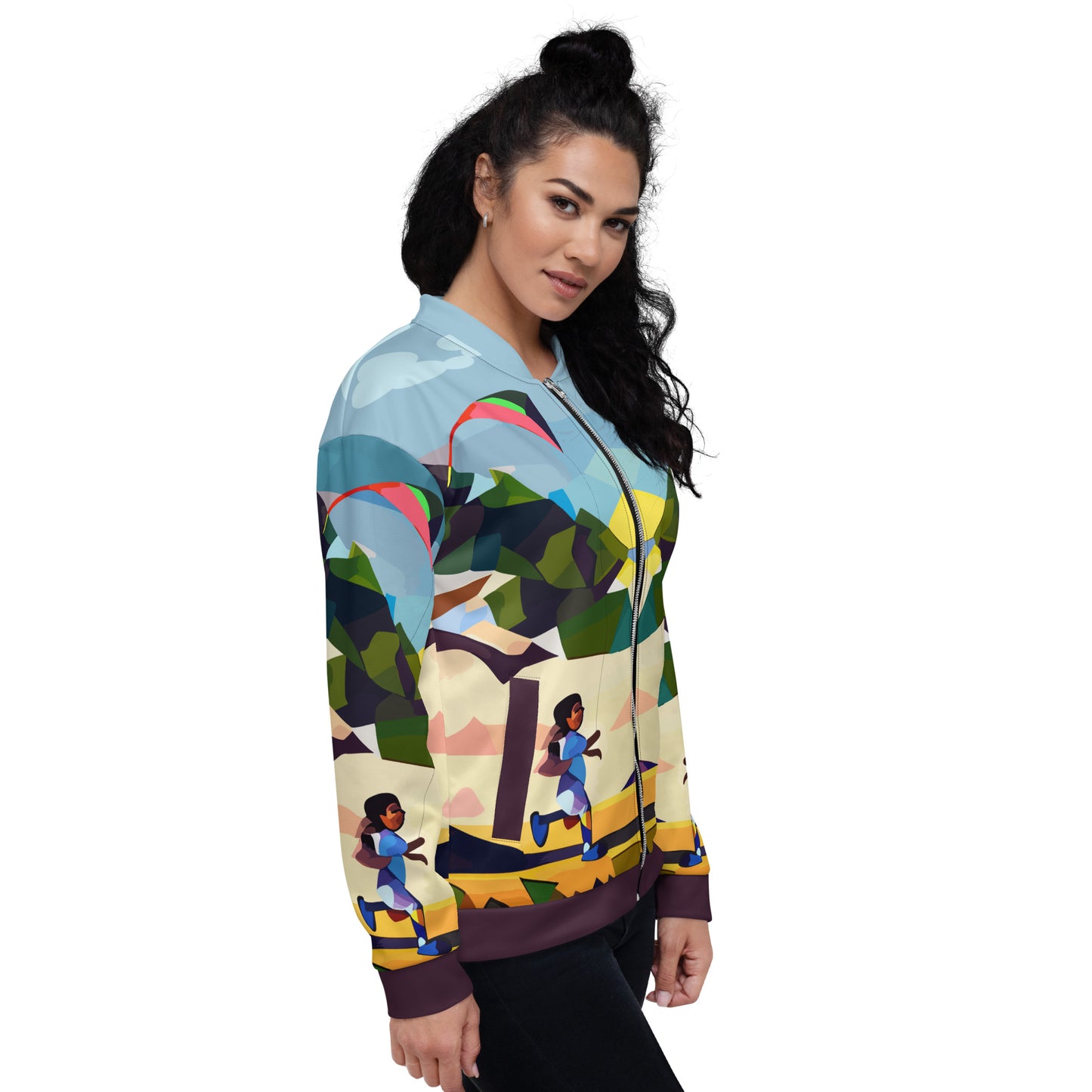 Unisex Bomber Jacket Kukloso Girl with a kite No 1 Free Shipping