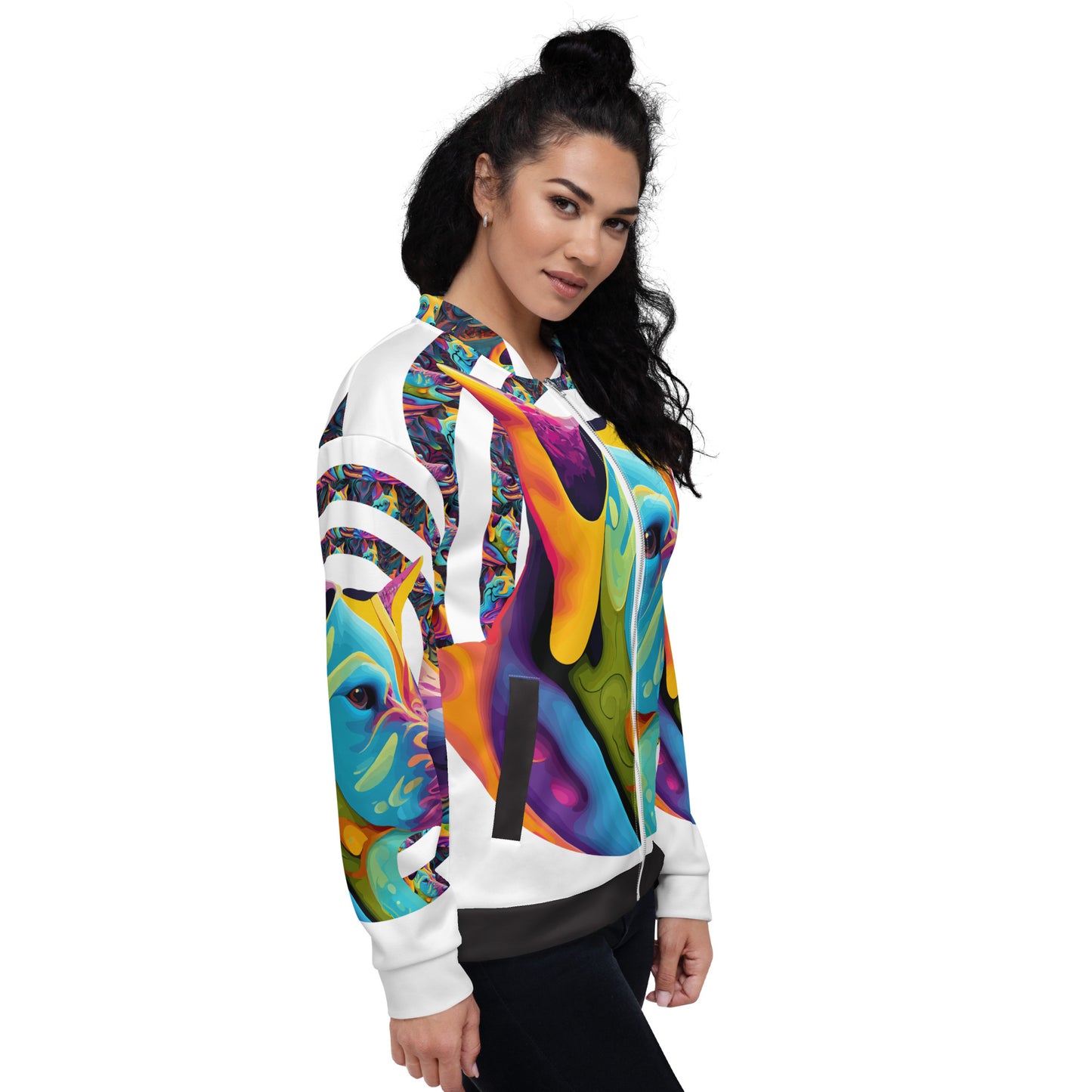 Unisex Bomber Jacket Kukloso German Sheperd Dog Liquid Colors Circle No 1 B - Free Shipping