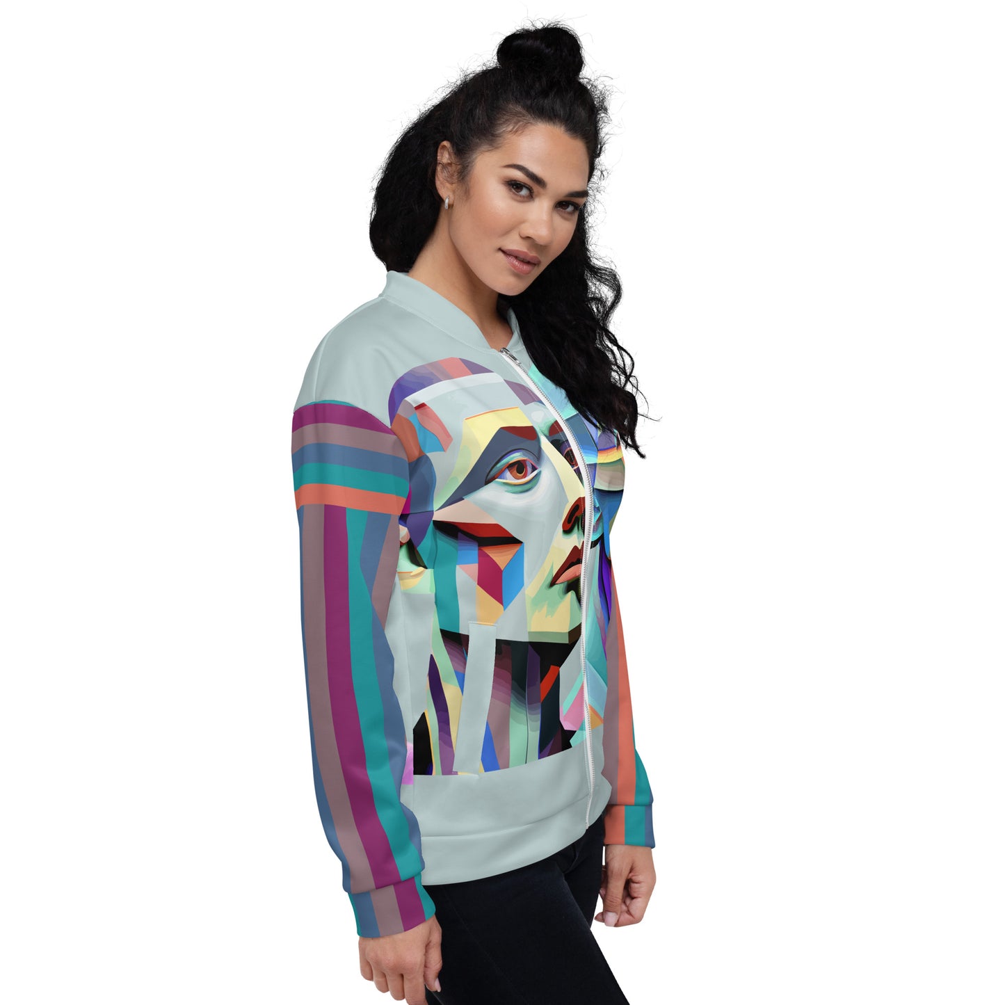 Unisex Bomber Jacket Kukloso Cubist Couple No 1 Free Shipping