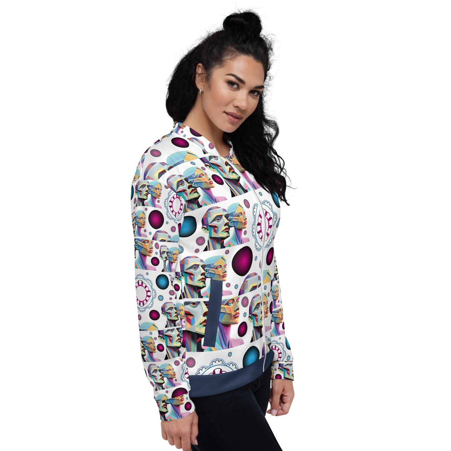 Unisex Bomber Jacket Kukloso Cubist Couple No 1 A - Free Shipping