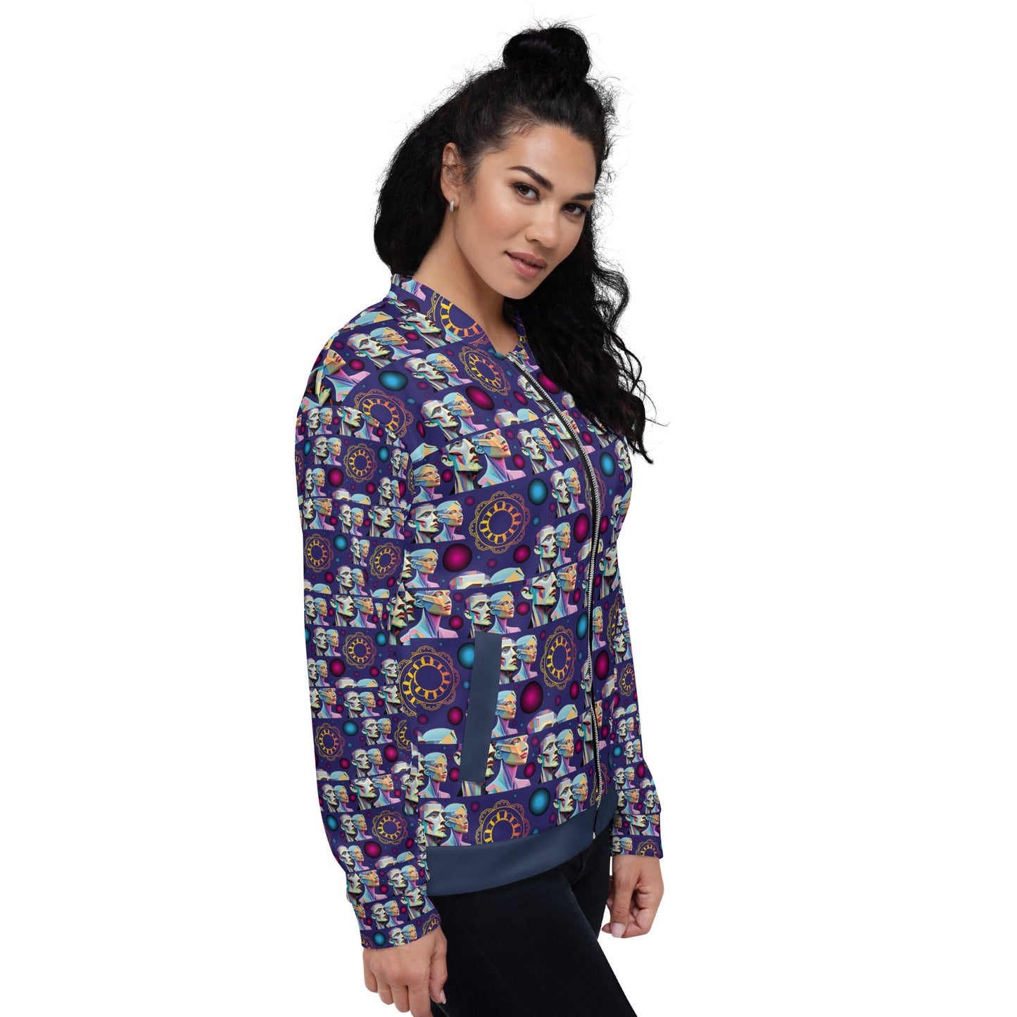 Unisex Bomber Jacket Kukloso Cubist Couple No 1 B - Free Shipping