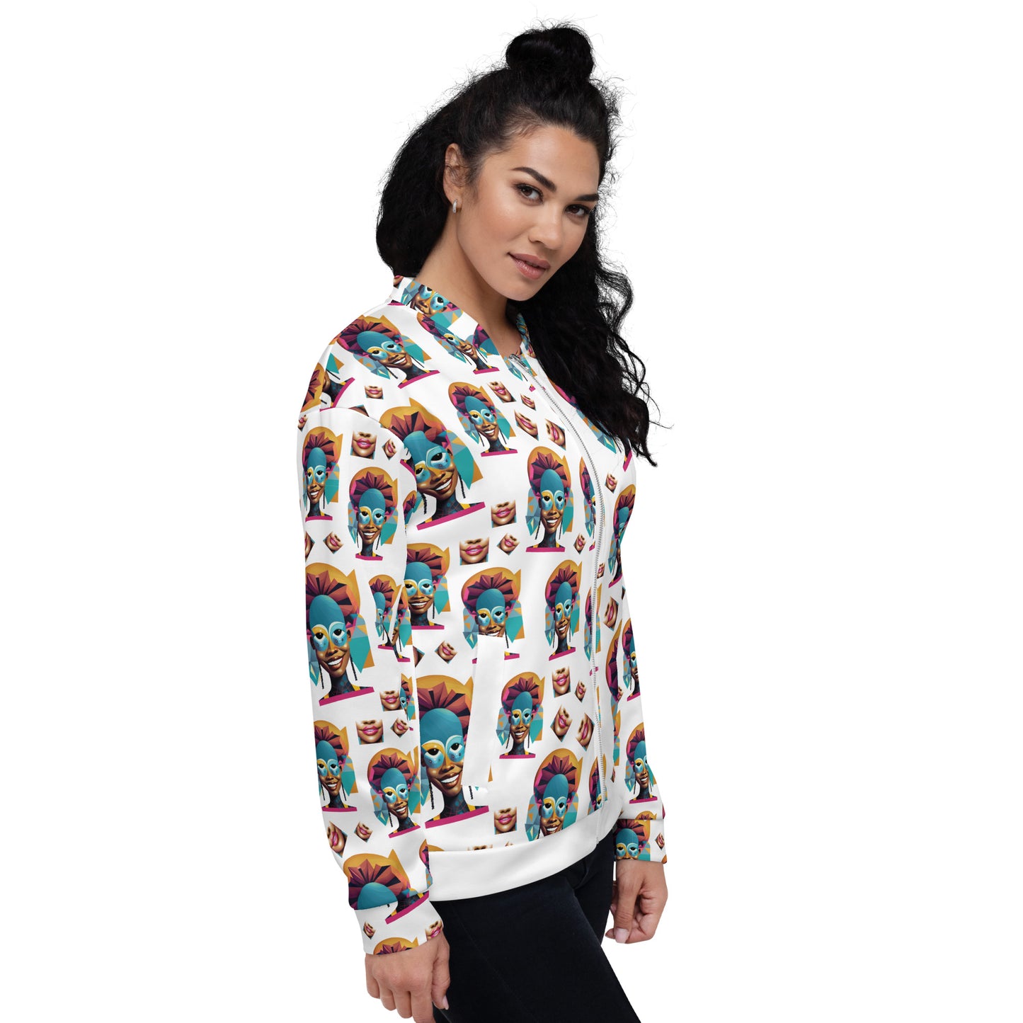 Unisex Bomber Jacket Kuklooso Smiling Faces No 1 - Free Shipping
