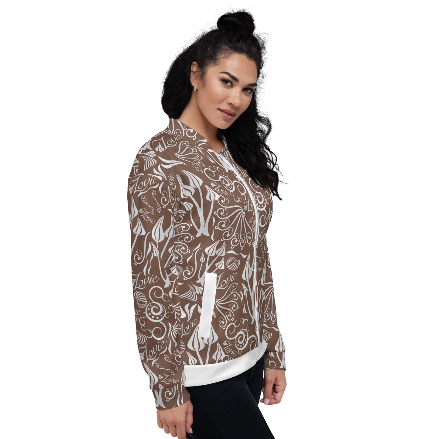Unisex Bomber Jacket Kukloso 'Lovie' No 1 Cocoa - Free Shipping