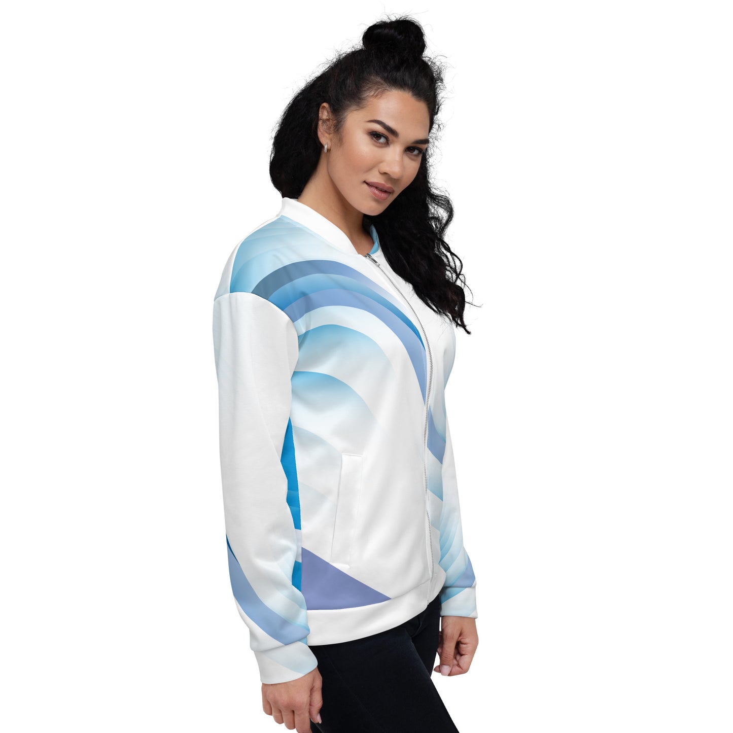 Unisex Bomber Jacket Kukloso Blue Swoosh No 1 - Free Shipping
