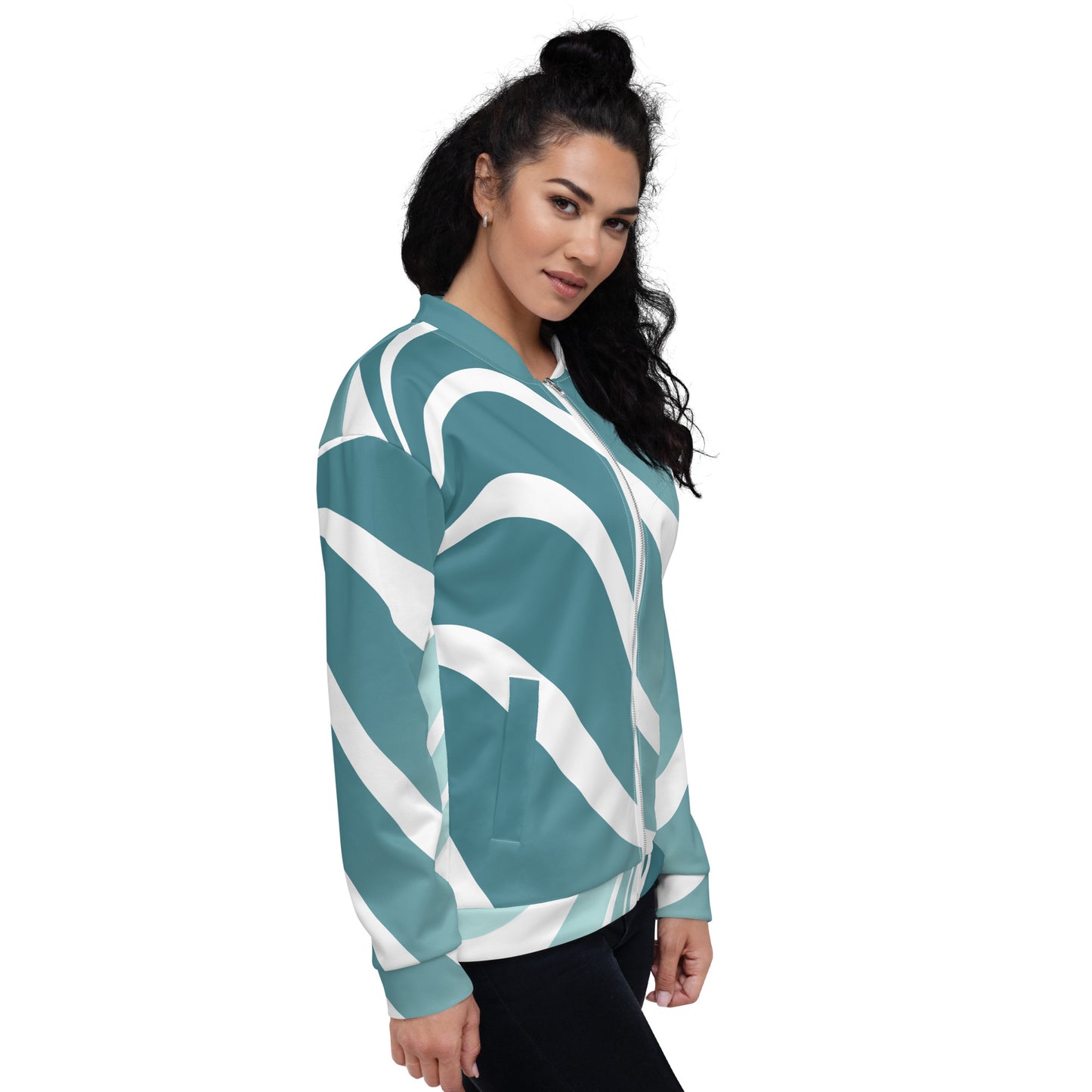 Unisex Bomber Jacket Kukloso Aqua Swoosh No 1 - Free Shipping