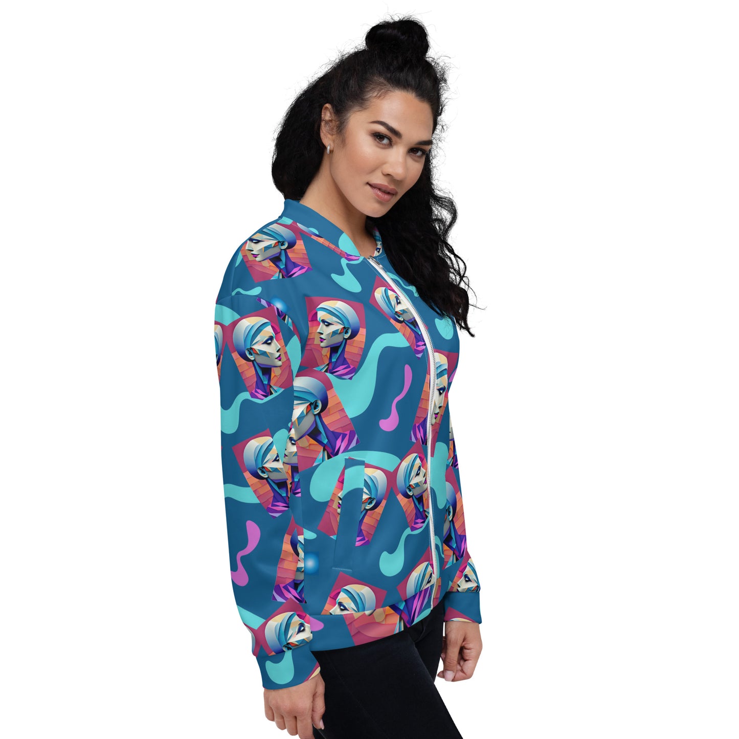 Unisex Bomber Jacket Kukloso Space Face Collage No 5 - Free Shipping