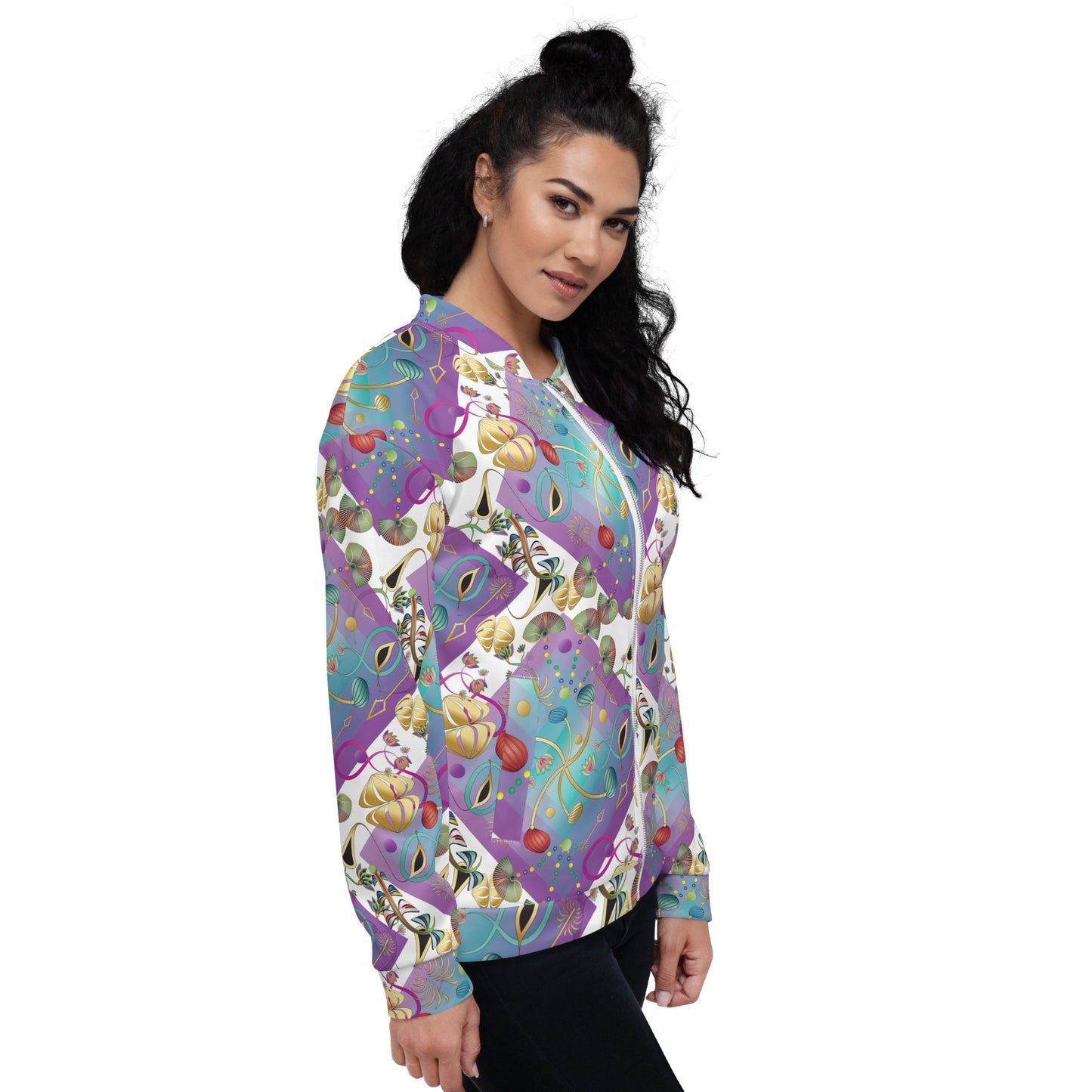 Unisex Bomber Jacket Kukloso Kuklos No 4358 Pattern Medium- Free Shipping