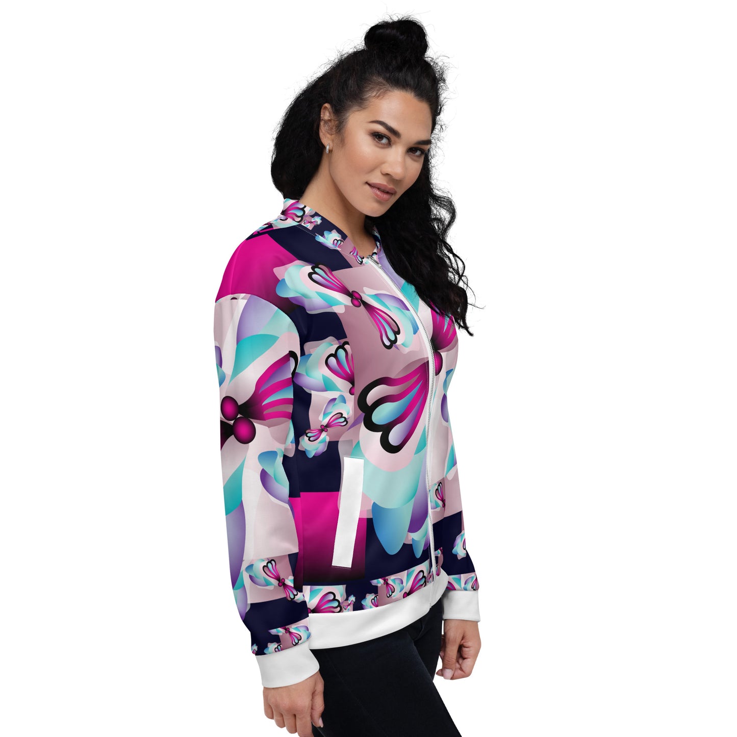 Unisex Bomber Jacket Kukloso Kuklos No 4417 Collage Pattern - Free Shipping