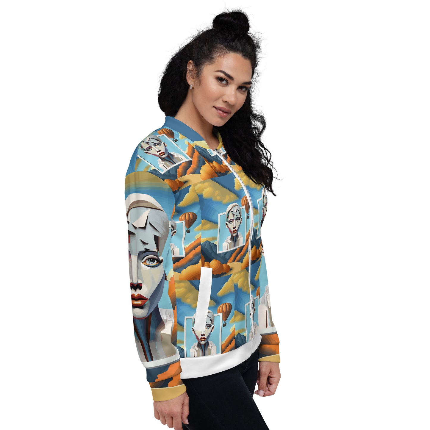Unisex Bomber Jacket Jacket Kukloso Cubist Faces No 60 - Free Shipping