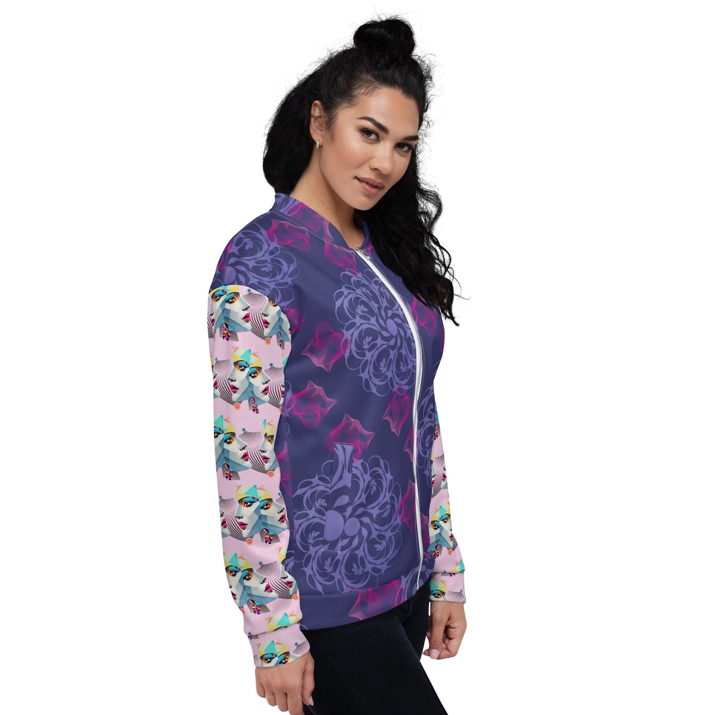 Unisex Bomber Jacket Kukloso Fleuron Pattern No 10 - Free Shipping