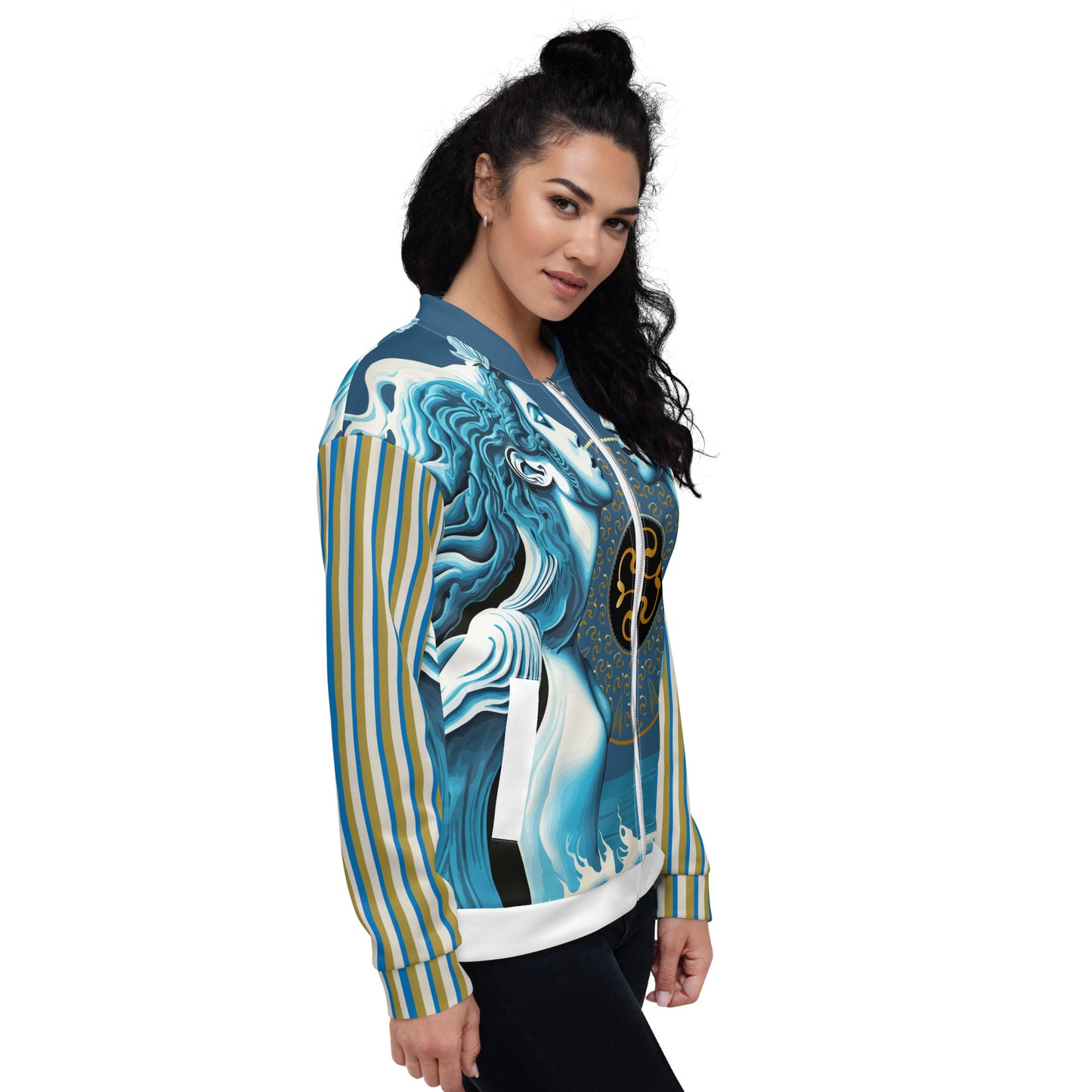 Unisex Bomber Jacket Kukloso Aqua Siren of The Sea No 2 B - Free Shipping