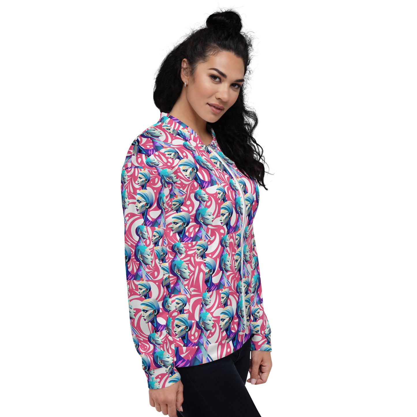 Unisex Bomber Jacket Kukloso Cubist Ladies In Purple No 2 - Free Shipping