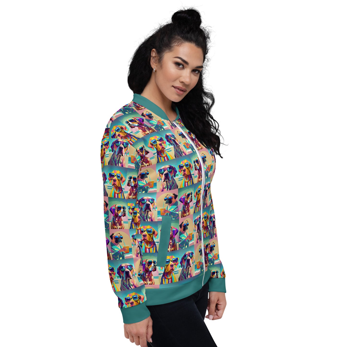 Unisex Bomber Jacket Kukloso Abstracticon No 39 'Beach Dogs' - Free Shipping