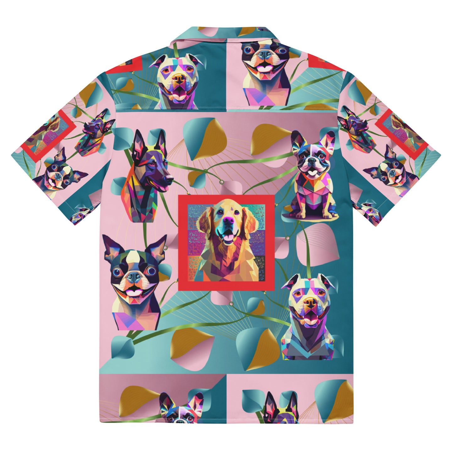 Unisex button shirt Kukloso Melange de fleur Collage w/Dogs No 50 - Free Shipping