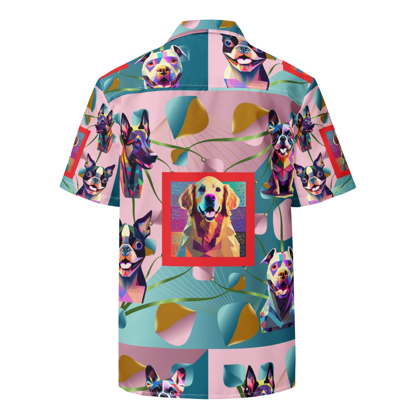 Unisex button shirt Kukloso Melange de fleur Collage w/Dogs No 50 - Free Shipping