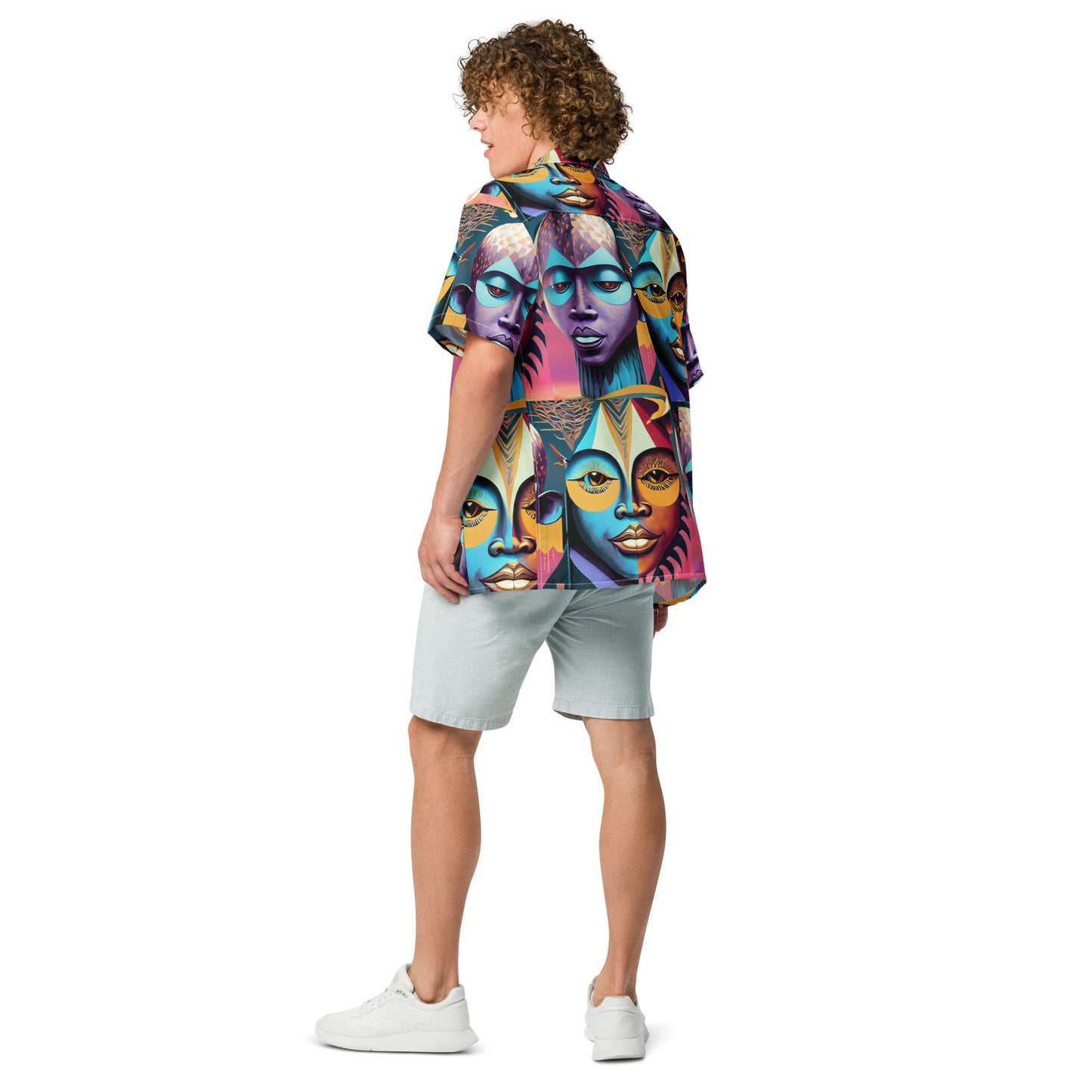 Unisex button shirt Kukloso Cubist Faces No 2 - Free Shipping