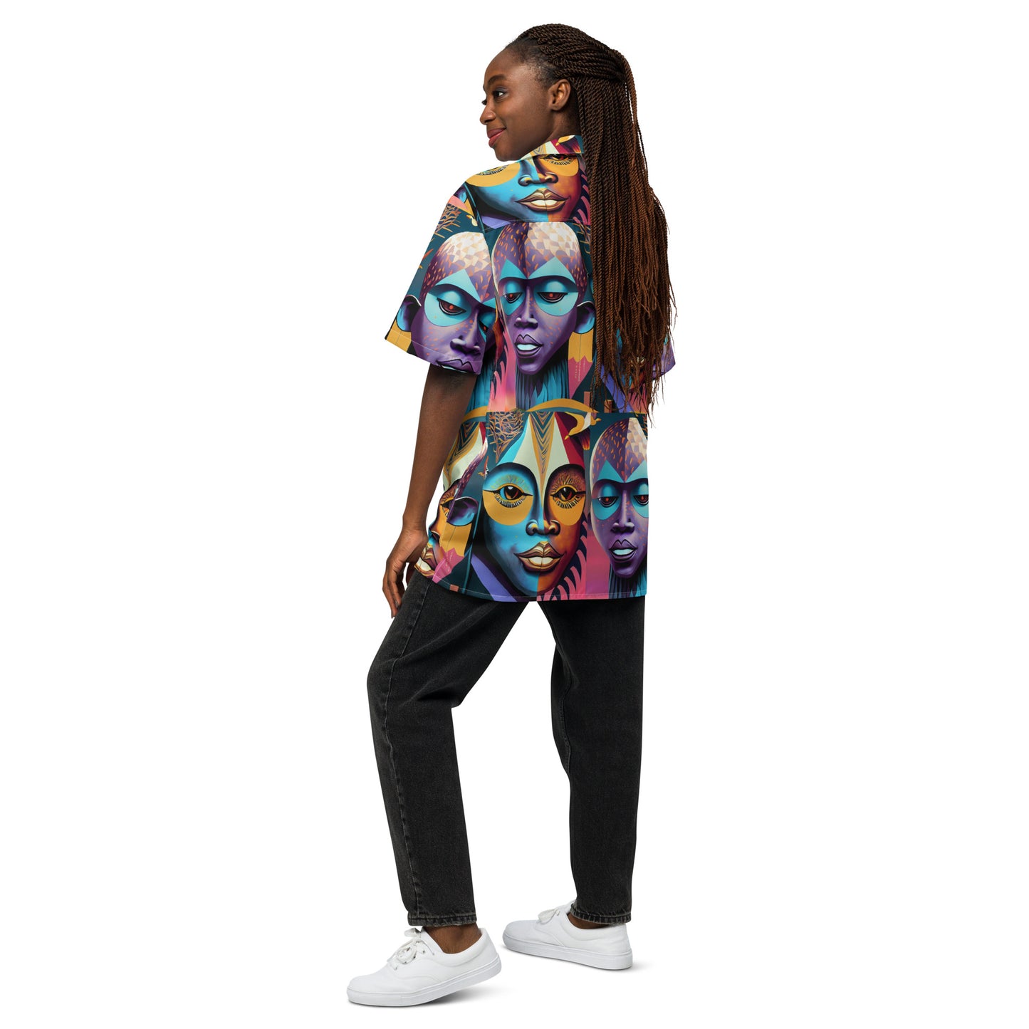 Unisex button shirt Kukloso Cubist Faces No 2 - Free Shipping