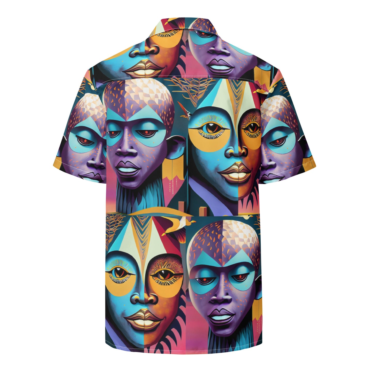 Unisex button shirt Kukloso Cubist Faces No 2 - Free Shipping