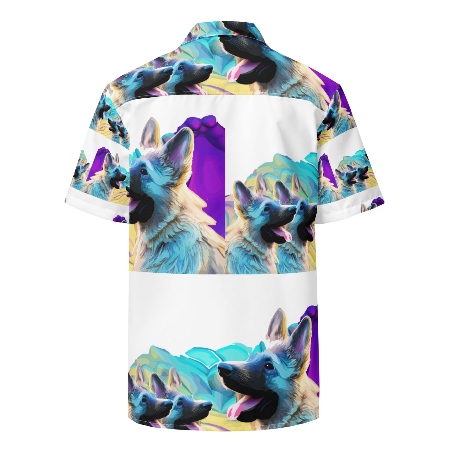Unisex button shirt Kukloso Three White German Sheperds - Free Shipping