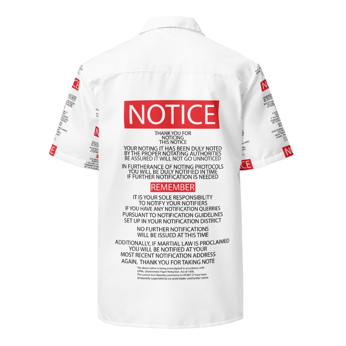 Unisex button shirt Kukloso "Take Note" - Free Shipping