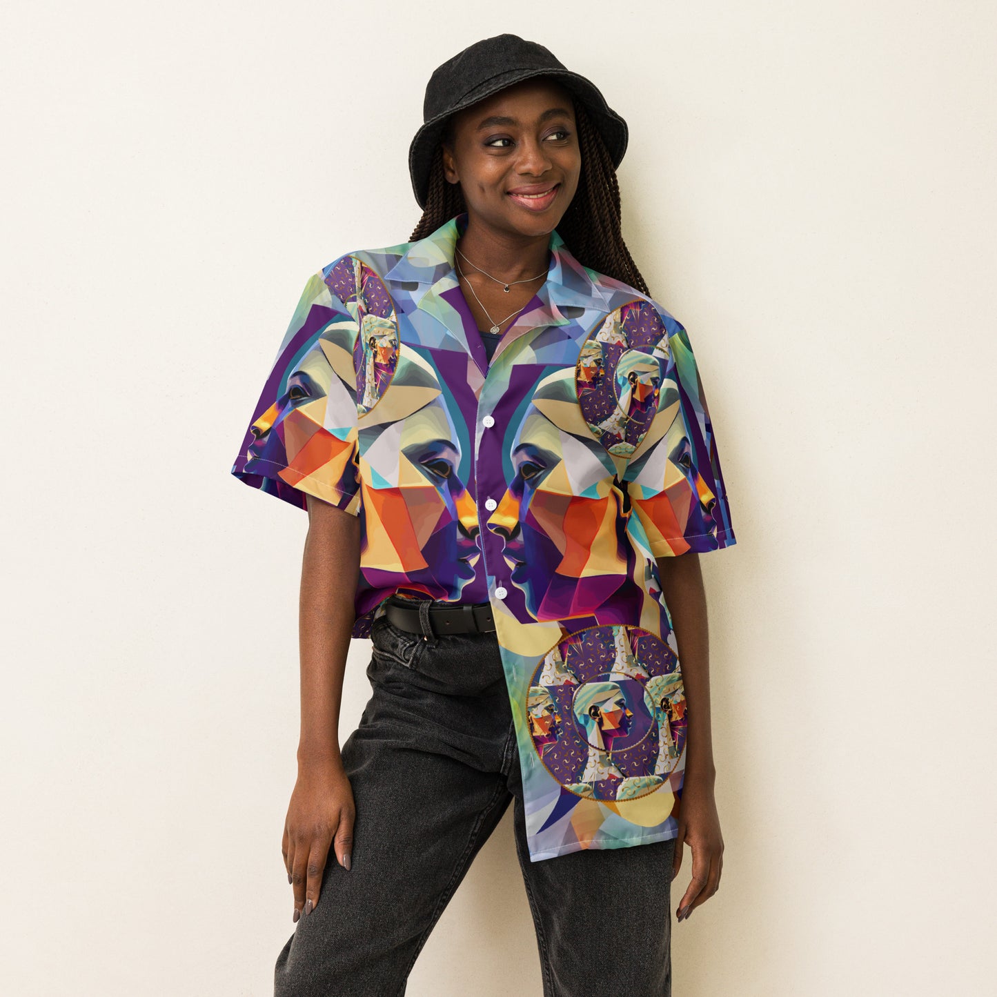 Unisex button shirt Kukloso Cubist Face Collage No 2 - Free Shipping