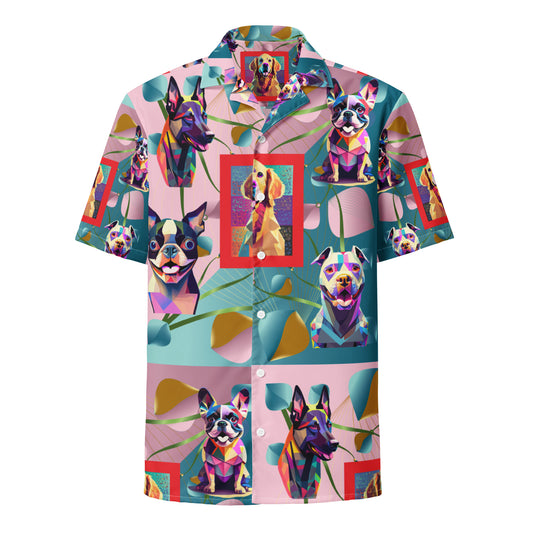 Unisex button shirt Kukloso Melange de fleur Collage w/Dogs No 50 - Free Shipping