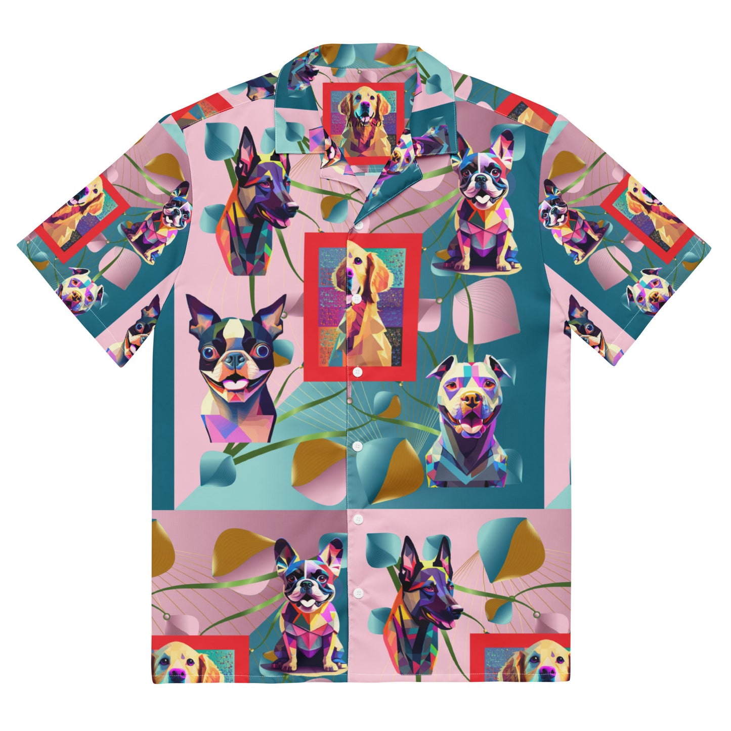 Unisex button shirt Kukloso Melange de fleur Collage w/Dogs No 50 - Free Shipping