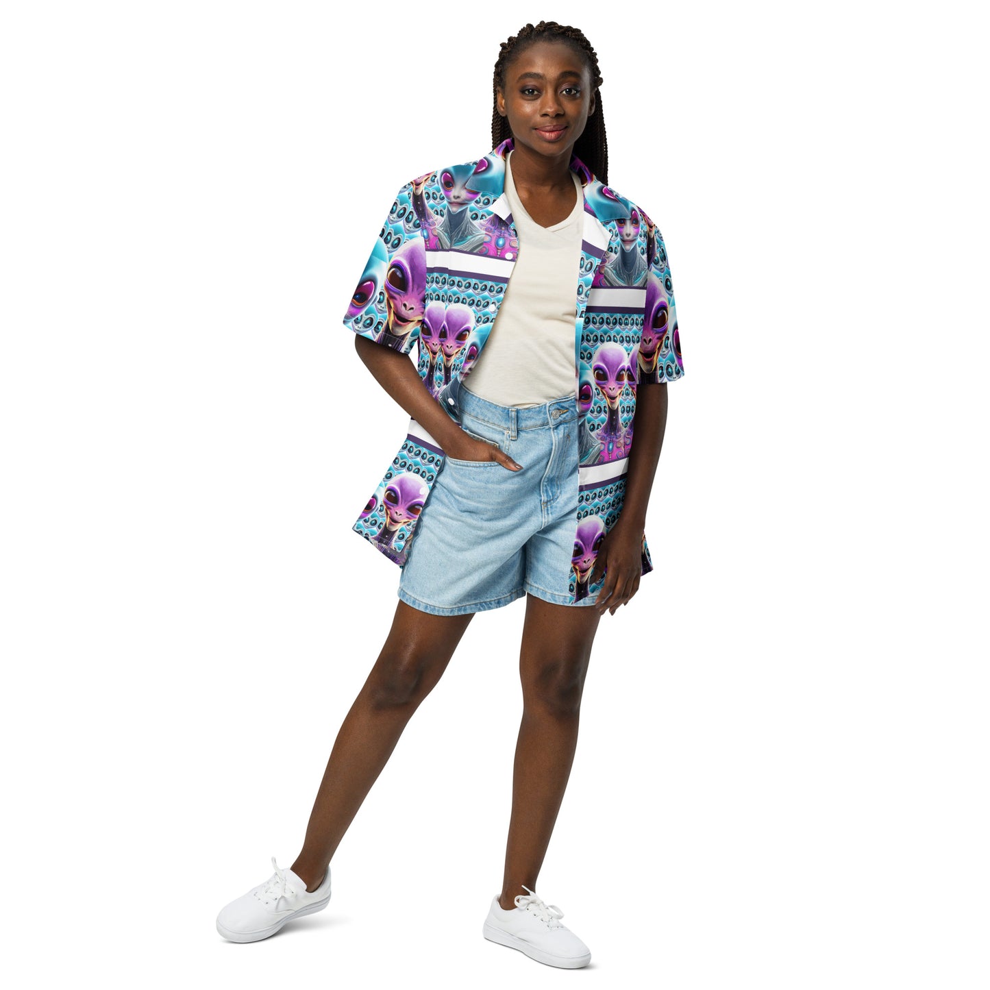Unisex button shirt Kukloso Space Faces No 6 - Free Shipping